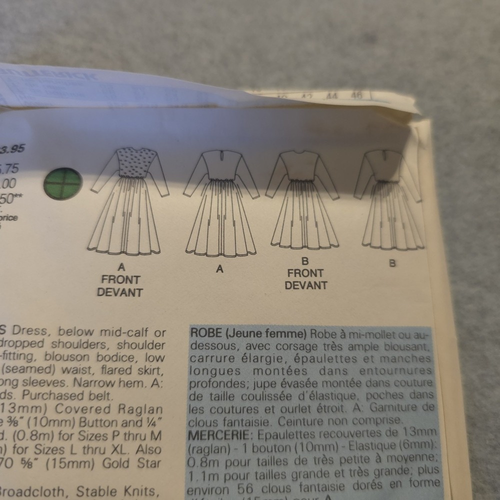 Butterick 5722 Fast & Easy Dress Pattern Sz L-XL UNCUT Vintage 1980s - Picture 4 of 6